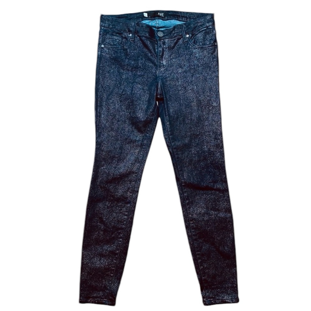 Kut from the Kloth black glitter Connie sparkle ankle skinny jeans, size 4